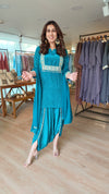 Teal Blue Bandhini Dhoti Set
