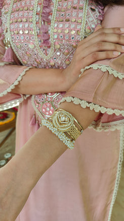 Pink Handcrafted Mirror Work Coord Set