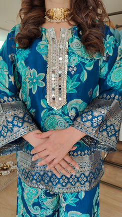 Blue Paisley Floral Coord Set