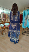 Midnight Blue Asymmetric Kurta Sharara Set
