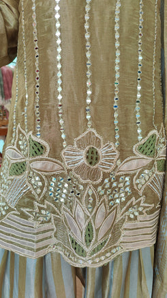Green Stripe Floral Farshi Set