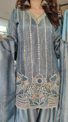 Blue Stripe Floral Farshi Set