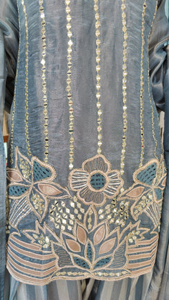 Blue Stripe Floral Farshi Set