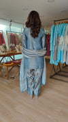 Blue Stripe Floral Farshi Set