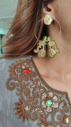 Metallic Purplish Grey 3-Piece Sharara Set
