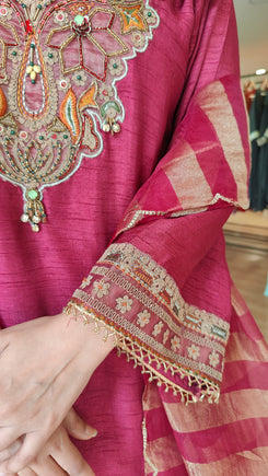 Pink Zari Dupatta Suit Set