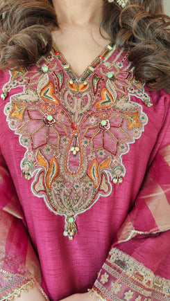 Pink Zari Dupatta Suit Set