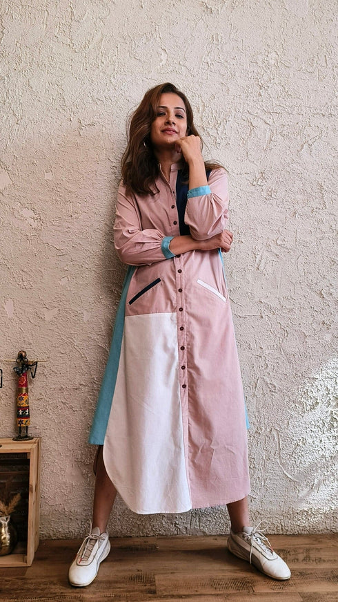Patchwork Pastel Shirt Gown
