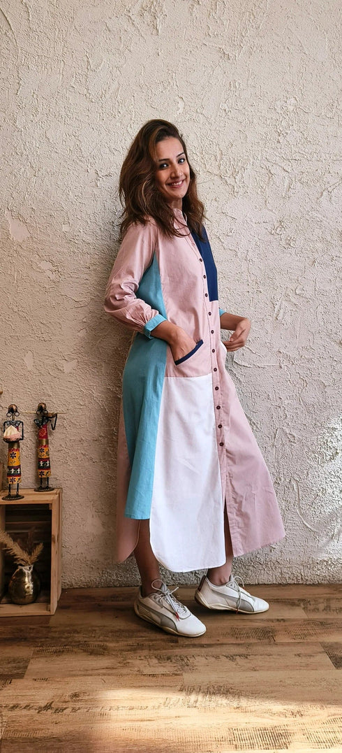 Patchwork Pastel Shirt Gown
