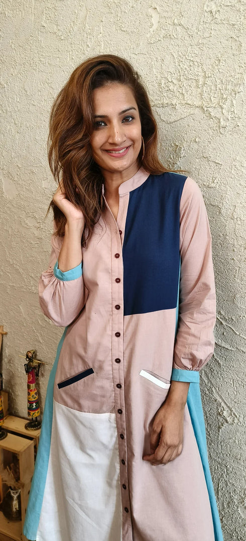 Patchwork Pastel Shirt Gown