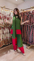 Maroon Green Organza Duppatta Farshi Set
