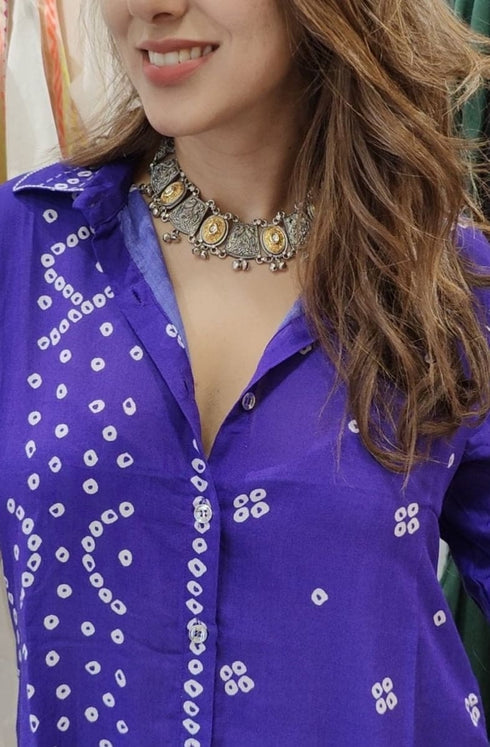 Silver & Gold Coin Choker with Ghungroo Drops