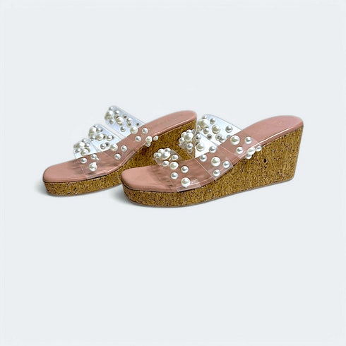 Clear Pink Pearl Wedges