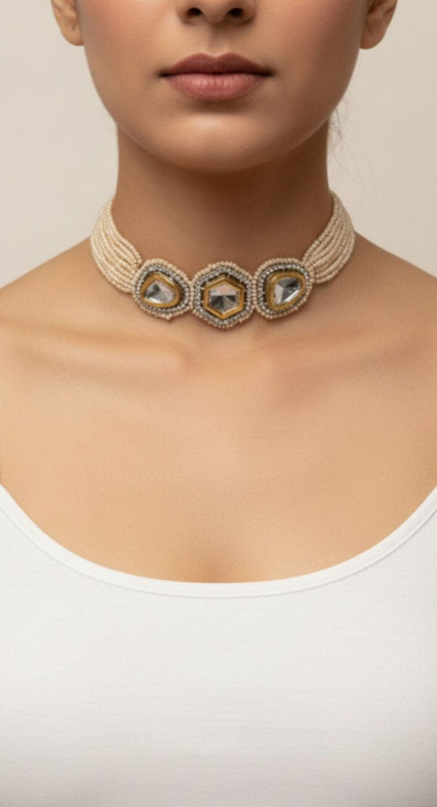 Beaded Kundan Choker Necklace