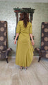 Indo Western Mustard Green Dress With Necklace