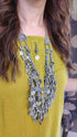 Indo Western Mustard Green Dress With Necklace