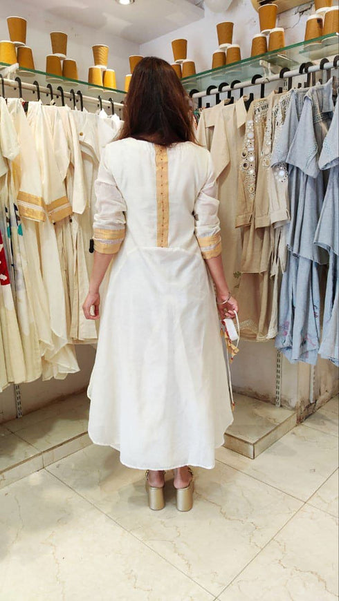 Ivory White Dhoti Skirt Dress with Necklace