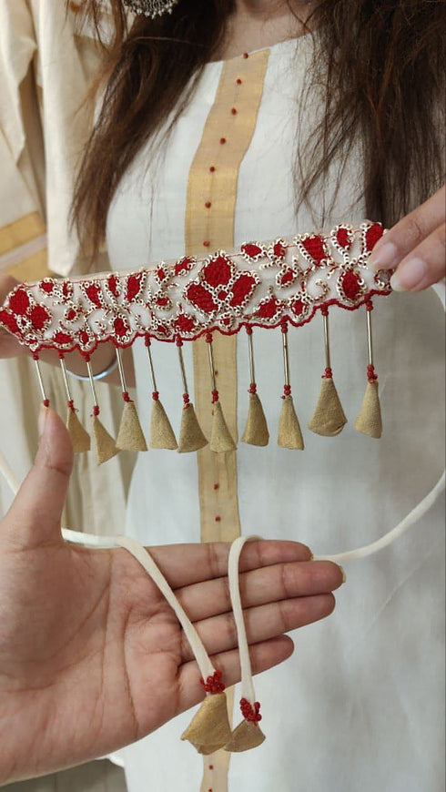 Ivory White Dhoti Skirt Dress with Necklace