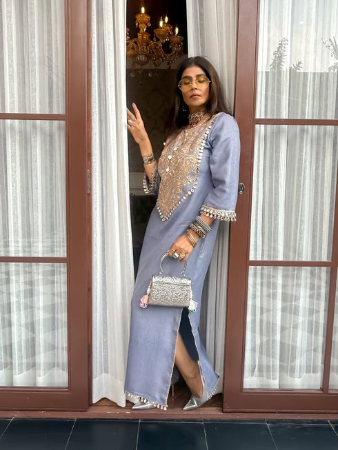 Denim Gold Kaftan Dress