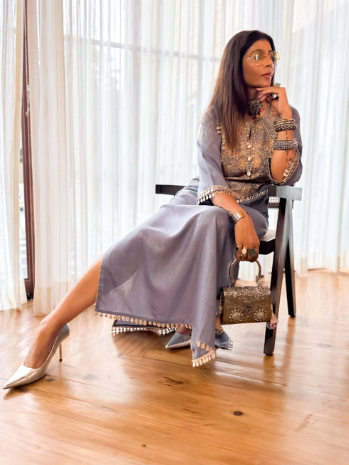 Denim Gold Kaftan Dress