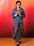 Jaipuri Blue Drape Skirt Set For Women