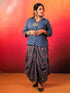 Jaipuri Blue Drape Skirt Set For Women