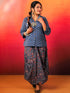 Jaipuri Blue Drape Skirt Set For Women