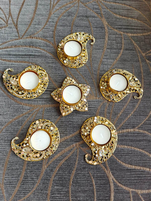 Kundan Diya 6 piece set - Accessory