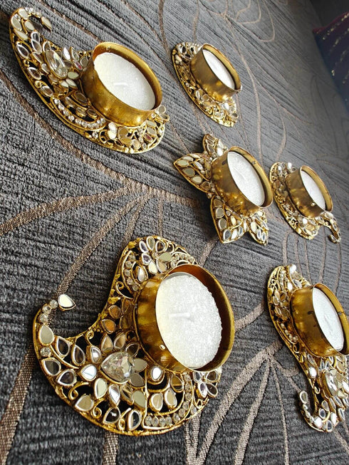 Kundan Diya 6 piece set - Accessory