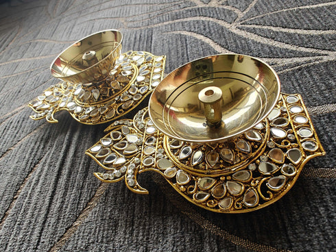 Kundan Kalash Diya Set - Accessory