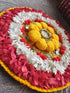 Large Round yellow Flower Pearl Rangoli Set - Accessory
