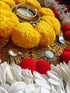 Large Round yellow Flower Pearl Rangoli Set - Accessory