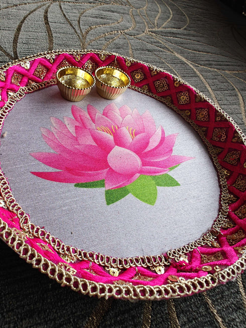 Lavender Lotus Pooja Thali Set - Accessory