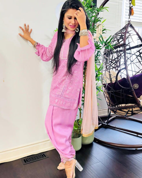 Lavender Pink Purple Chikan Set