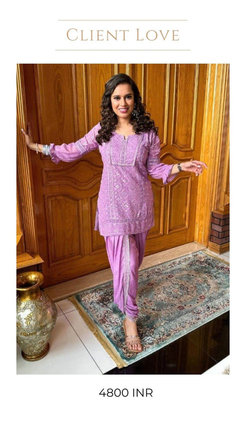 Lavender Pink Purple Chikan Set