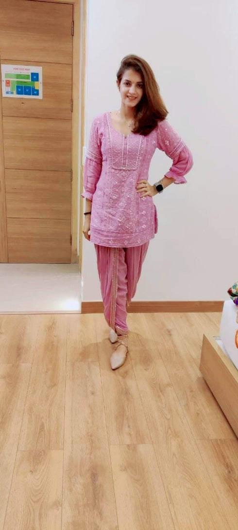 Lavender Pink Purple Chikan Set