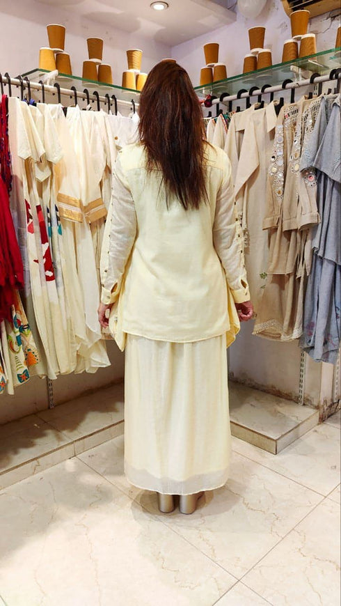 Light Yellow Tassel Dhoti Set