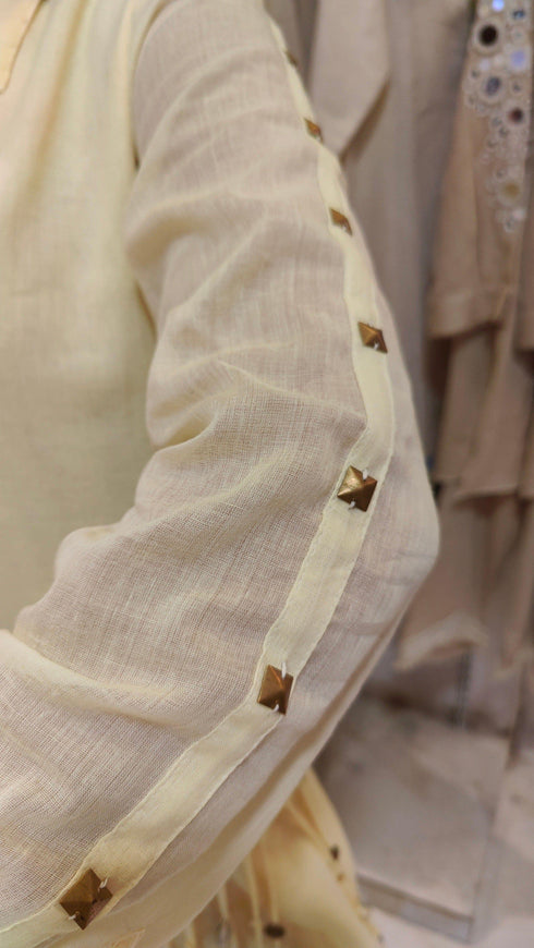 Light Yellow Tassel Dhoti Set