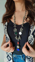 Long Multicolored Silver Oxidised Necklace
