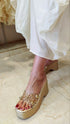 Luxurious Gold Studded Transparent Strap Wedges – Women’s Fashion