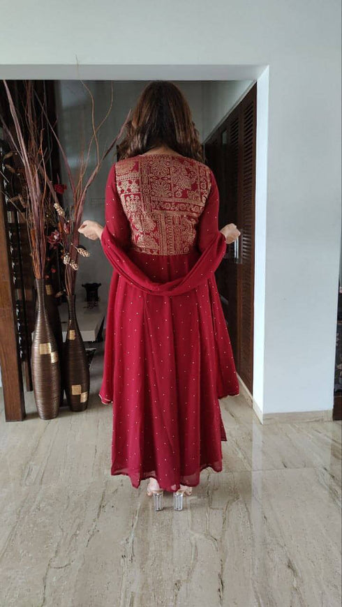 Maroon Anarkali Set