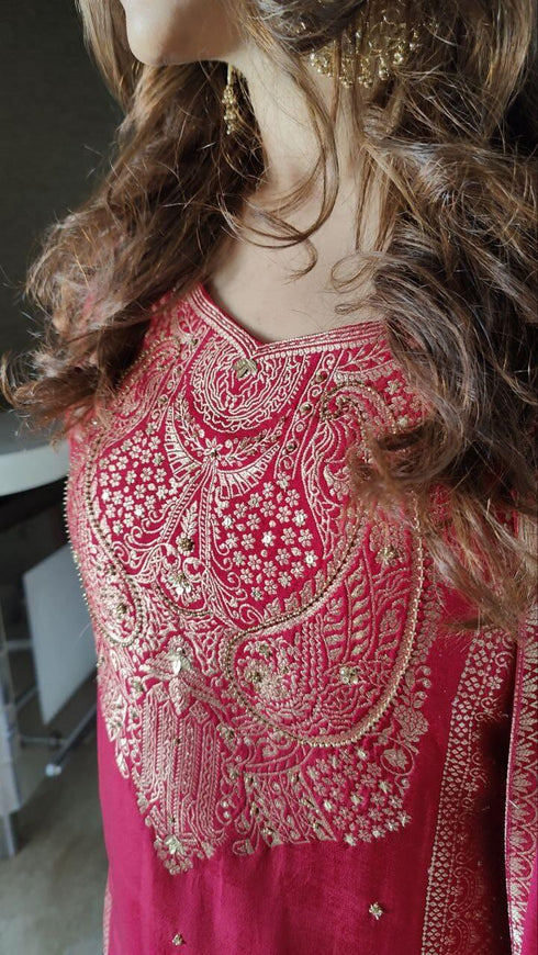 Maroon Banarasi Suit Set