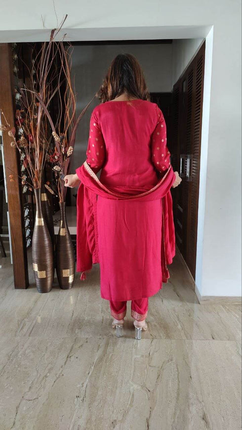 Maroon Banarasi Suit Set