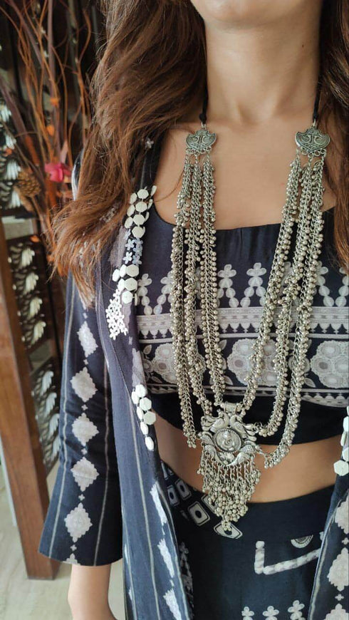 (@Masoom Minawala) Black Co ord Set - Geometric 3 Piece Set