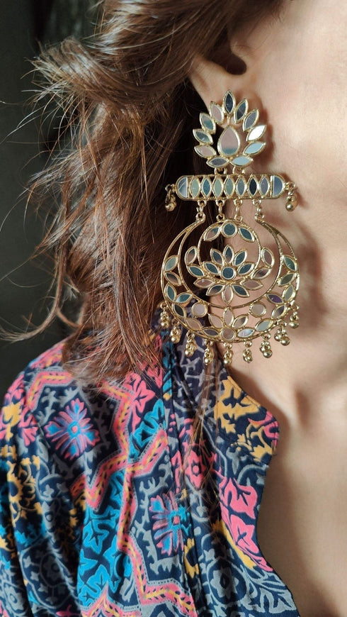 (@MasoomMinawala) Gold Chandbali Earrings - Gold Chand bali