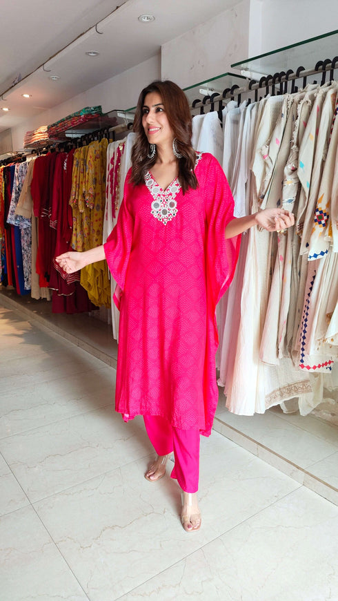 Mirror Pink Kaftan Set