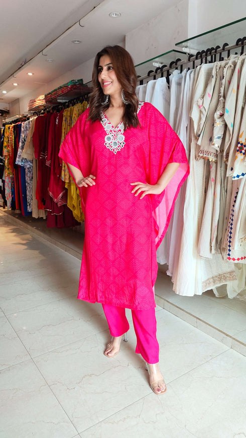 Mirror Pink Kaftan Set
