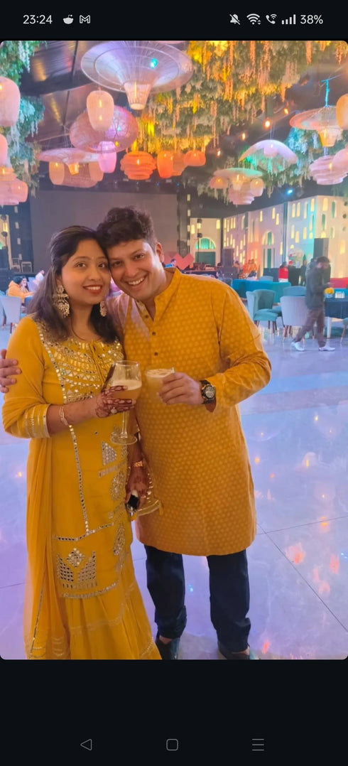 Ladoo Peela Mirror Sharara Set