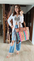 Multicolour Jute Handcrafted Embroidery Tote Bag