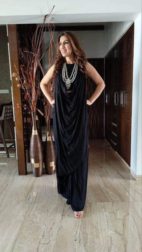 Multiple Ways Drape Sari - Sleeve Fabric Attached